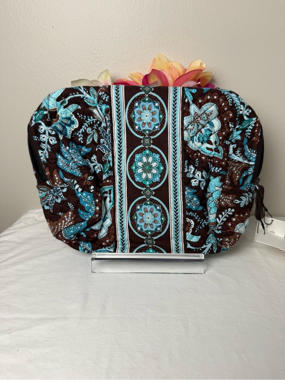 NWT Vera Bradley Java Blue Iconic Large Cosmetic Bag RETIRED RARE - Picture 3 of 4